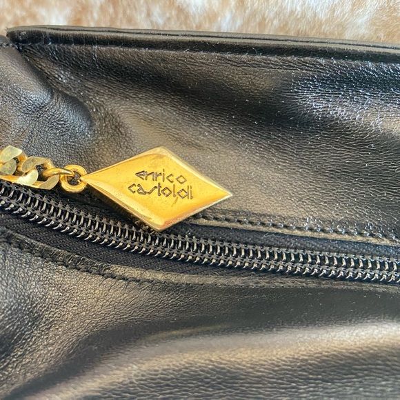 Enrico Castoldi Black Herringbone NAPA Leather & Suede bag Made in Italy NWT NWT - Picture 7 of 13